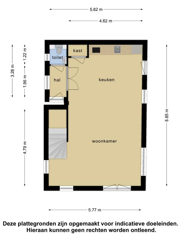 Apartment floor plan with room dimensions.