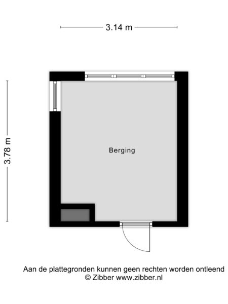 Storage room floor plan with dimensions