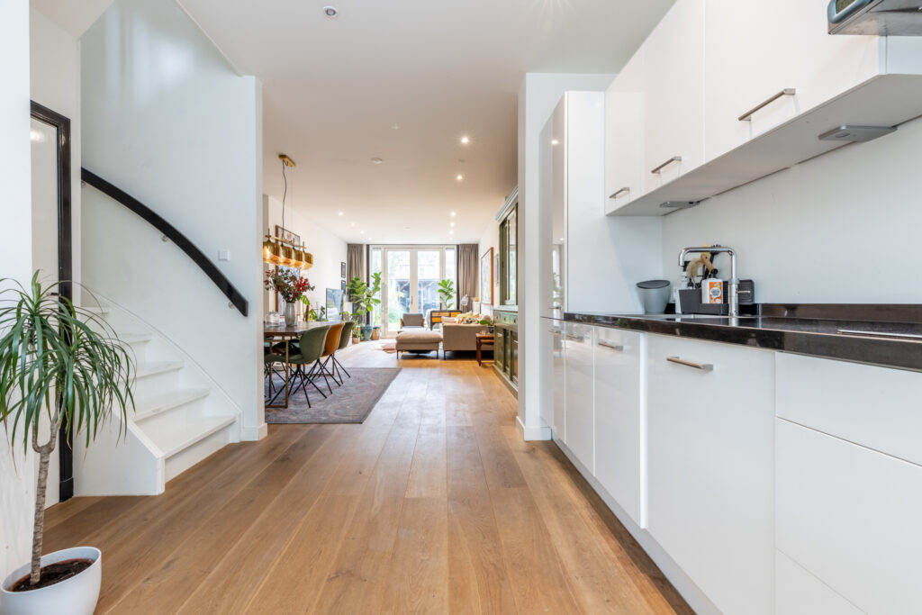 Modern open kitchen and dining area