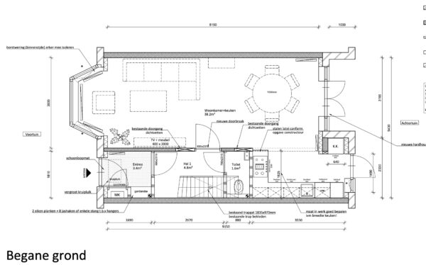 Ground floor house plan with room dimensions and labels.