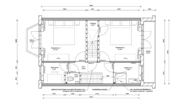 House floor plan with dimensions and room labels.