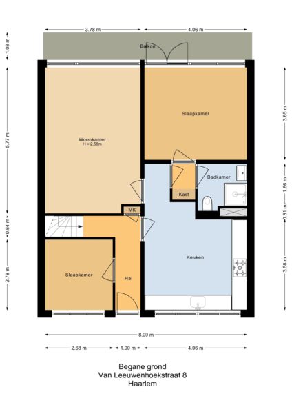 van leeuwenhoekstraat 8, haarlem – plattegrond