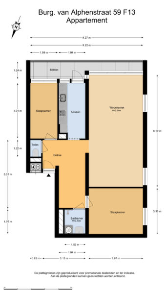 burgemeester van alphenstraat 59f 13, zandvoort – plattegrond 3
