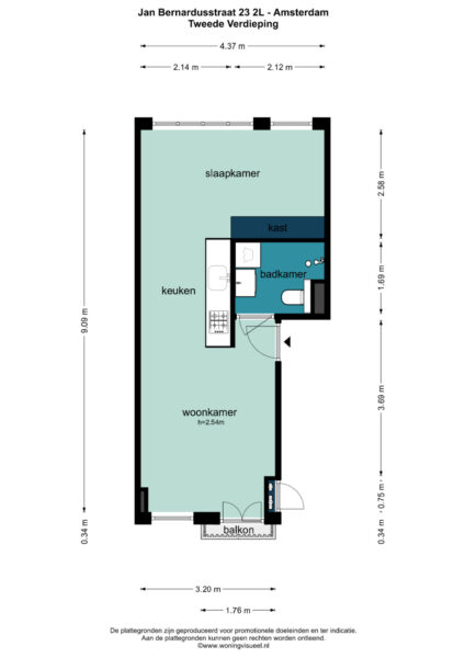 jan bernardusstraat 23 2l, amsterdam – plattegrond 2