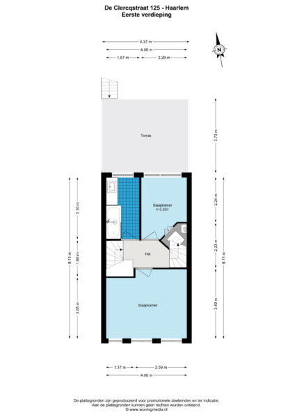 de clercqstraat 125, haarlem – plattegrond